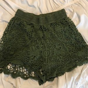 Floral crochet shorts